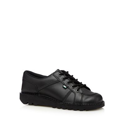 Kickers Black coated leather lace up shoes